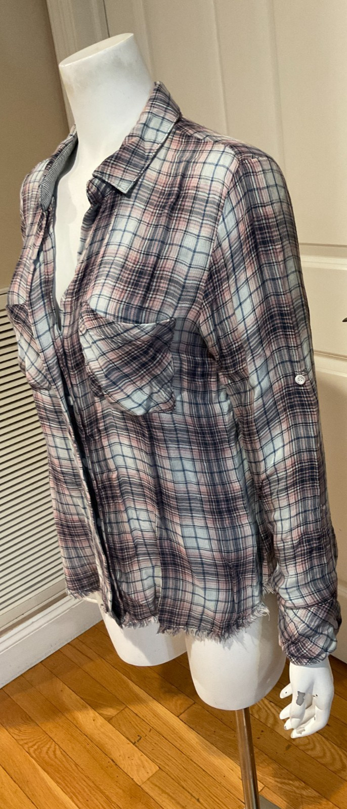 Bella Dahl Split Back Button Down Plaid Shirt wit… - image 4