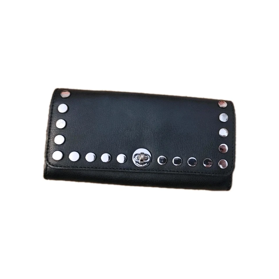 Michael Kors Wallet W/Turnlock Closure Black Studded Zip Inside Cash Card Holder - Image 2 of 4