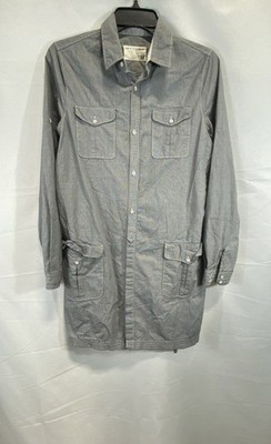 Rag & Bone Women's Gray Houndstooth Long Sleeve Shirt Dress Utility Sz M