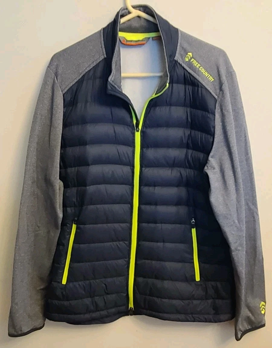 Free Country Quilted Puffer Jacket Size XL Blue Gray