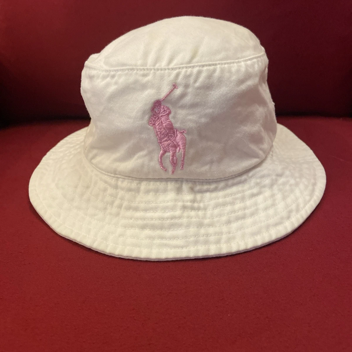Vintage Polo Ralph Lauren Bucket Hat Mens Small White Twill Pony Made In USA NWT Polo Ralph Lauren White BEACH CLUB BEAR Cotton Twill  main image 4