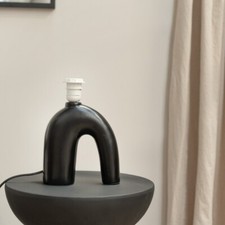 Lia Black Abstract Arch Ceramic Table Lamp Base Bedroom Hallway Living Room