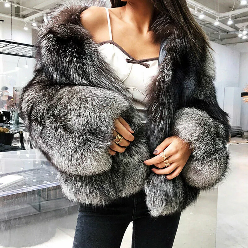 Silver fox top fur coat ebay