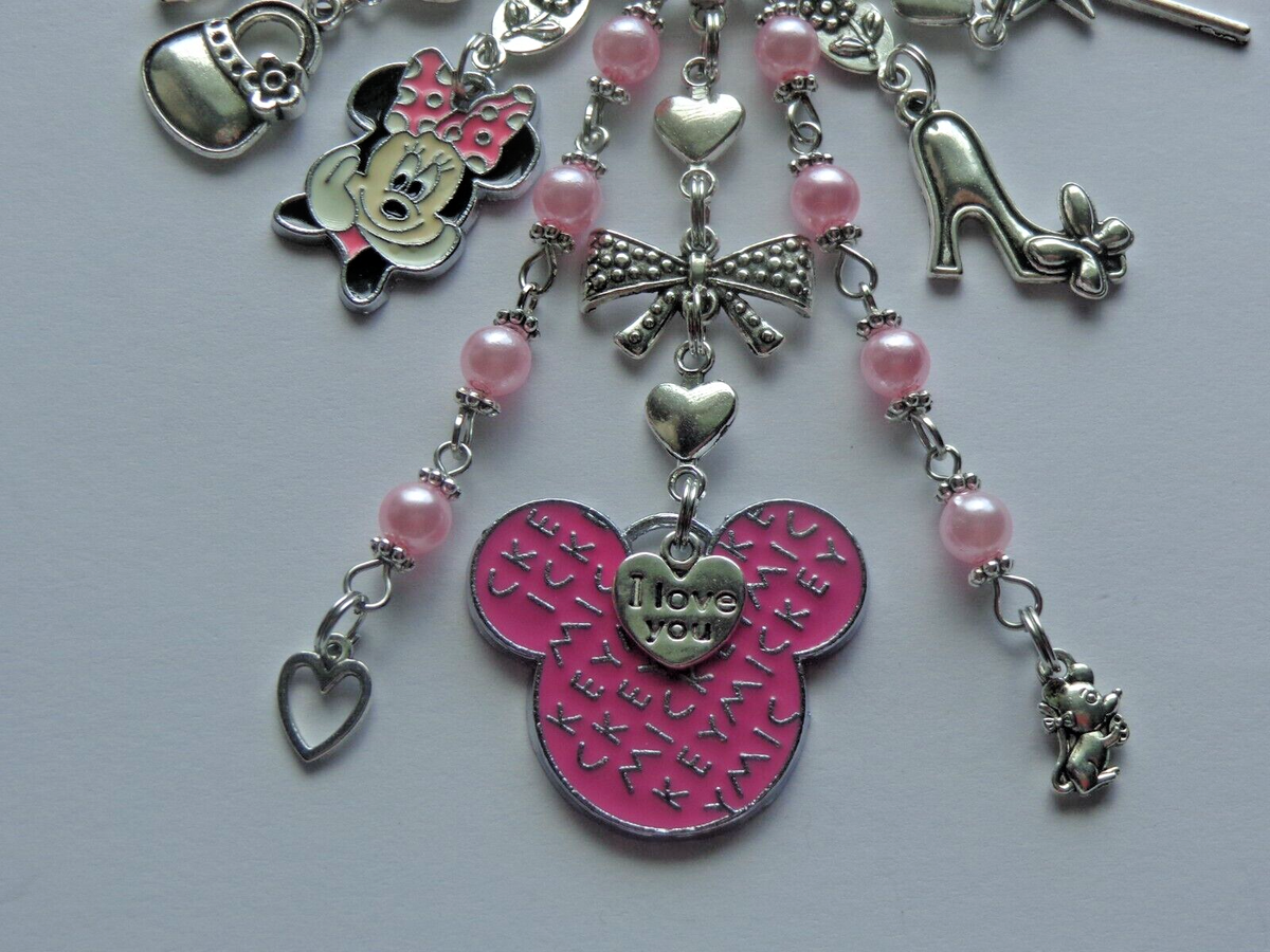 DISNEY WORLD MINNIE MICKEY MOUSE PRINCESS KEY CHAIN PURSE CLIP BAG