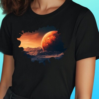 T-Shirt Frauen Mars Planet Motiv Baumwolle Größe S bis 3XL