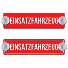 Einsatzfahrzeug- Graviertes Schild mit Saugn&auml;pfen,20x5cm,Saugnapfschild,Auto,KFZ