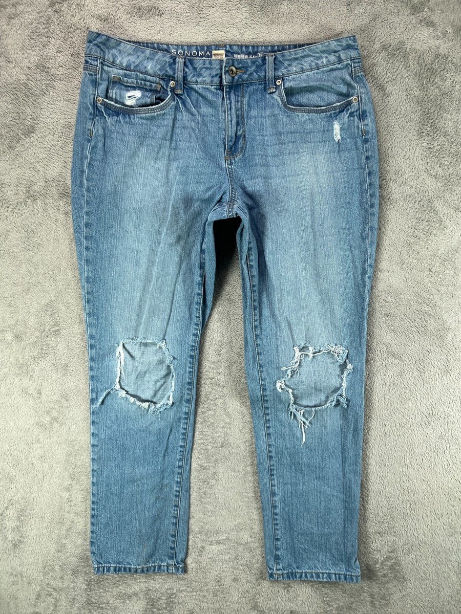 SONOMA Life Style Womens Boyfriend Jeans Size 14 Light Wash