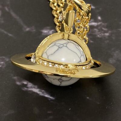 Vivienne Westwood Necklace Small Orb HOWLITE Gold w/drawstring