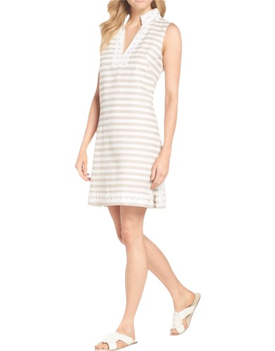 Eliza J Linen Shift Dress Size 10 Beige 