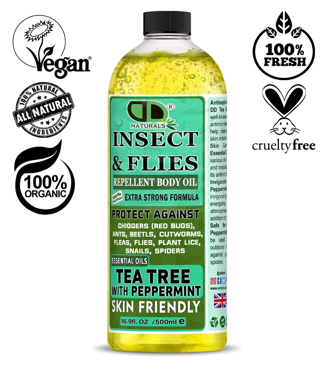 DD INSECT FLIES REPELLENT with Tea Tree Peppermint Essential oil Body Oil