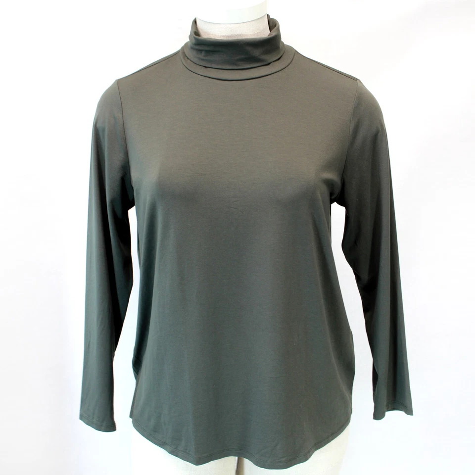 Blusa Camiseta Top Eileen Fisher Plus Hiedra Jersey Cuello Tortuga Manga Larga 2X Foto 2 de 4