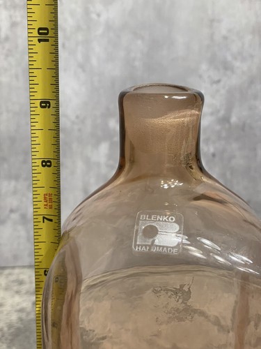 Decanter vintage in vetro fatto a mano 8415 in raro tappo mancante ""Albicocca - Foto 8 di 9