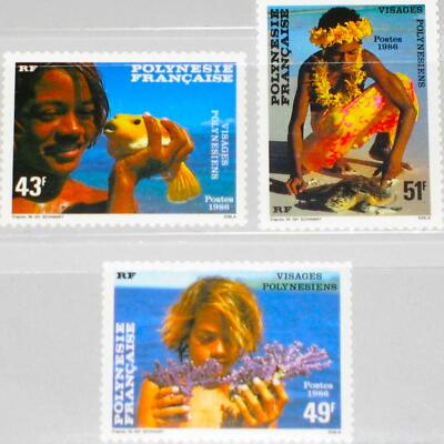FRENCH POLYNESIA FRANZ. POLYNESIEN 1986 445-47 Kinder Children Fisch Koralle MNH