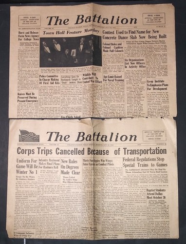 1942 newspaper THE BATTALION College Station TEXAS A&M w/Jackson Jubilee Singers