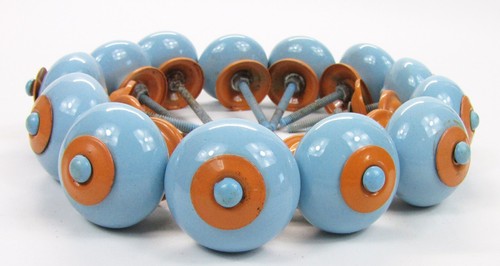 13 blau & orange massive Keramik Schubladenknöpfe für Küchenschränke, Kommoden, DIYA - Bild 3 von 6