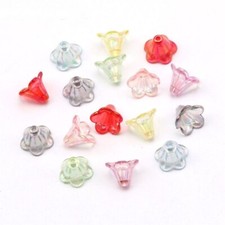 Multicolor Flower Bead Caps Acrylic Beads Jewelry Making DIY Accessories 50Pcs