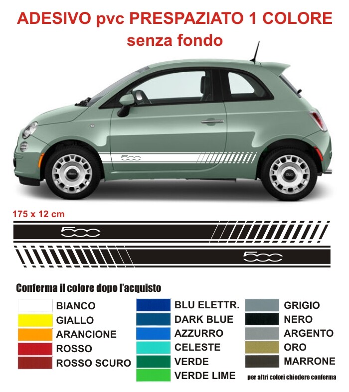 FL 77 FASCE LATERALI FIAT 500 TRICOLORE - DANY GRAPHIC & STICKERS