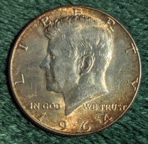 1964 Kennedy pół dolara 50C moneta mennica stan piękna patyna - Zdjęcie 1 z 2