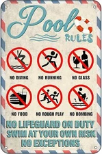 Creative Pool Rules Sign No Lifeguard On Duty Swim At Your Own Risk No Exception