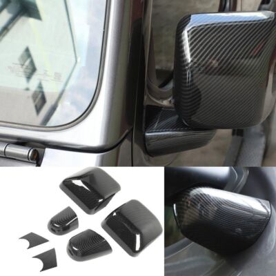 Side Rearview Mirror & Base Trim For Jeep Wrangler JL JT Gladiator 18+ABS Carbon