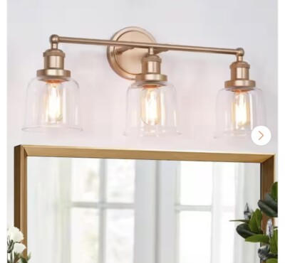 Uolfin Modern Mila 3-Light Brass Gold Bathroom Vanity  Wall Sconce Light
