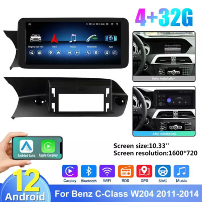 10.25''Car Stereo for Benz C-Class W204 GPS 2011-2014 Carplay WiFi BT Hands-free