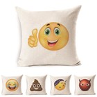 Linen Printed Emoji Cushion Cover 450x450mm Select from 7 Designs