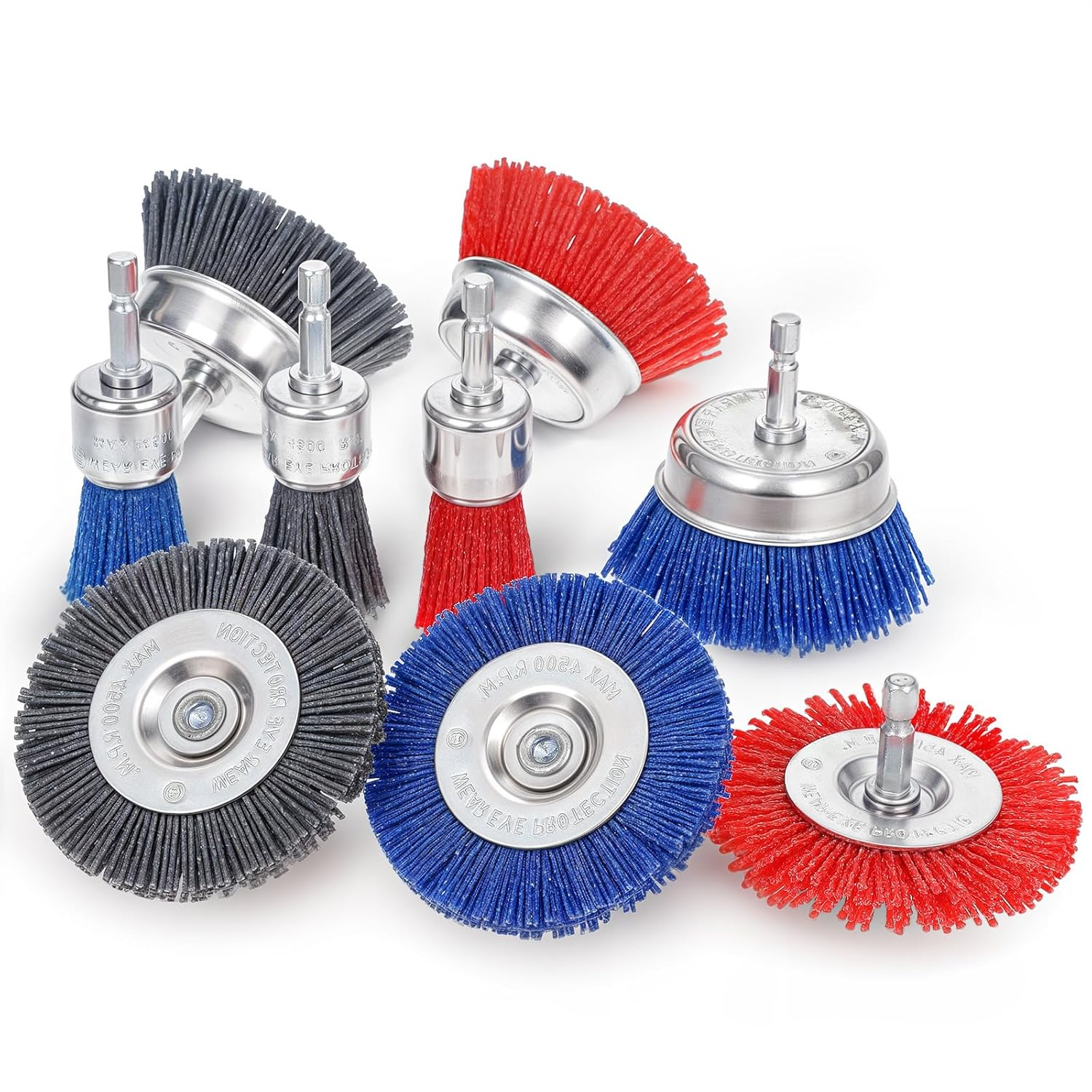 9-Pack Nylon Filament & Wire Brush Set for Drills