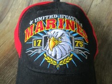 U.S. Marines Since 1775 Black  Red W/ Bald Eagle Ball Cap Hat h19