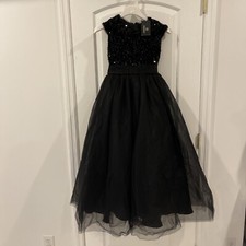 Sequin Black Tutu Flower Girl Dress Junior Bridesmaid Dress Baptism Maxi Formal