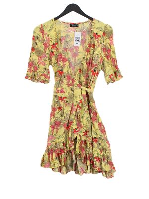 Zara Women's Midi Dress S Yellow 100% Other Wrap Dress UK