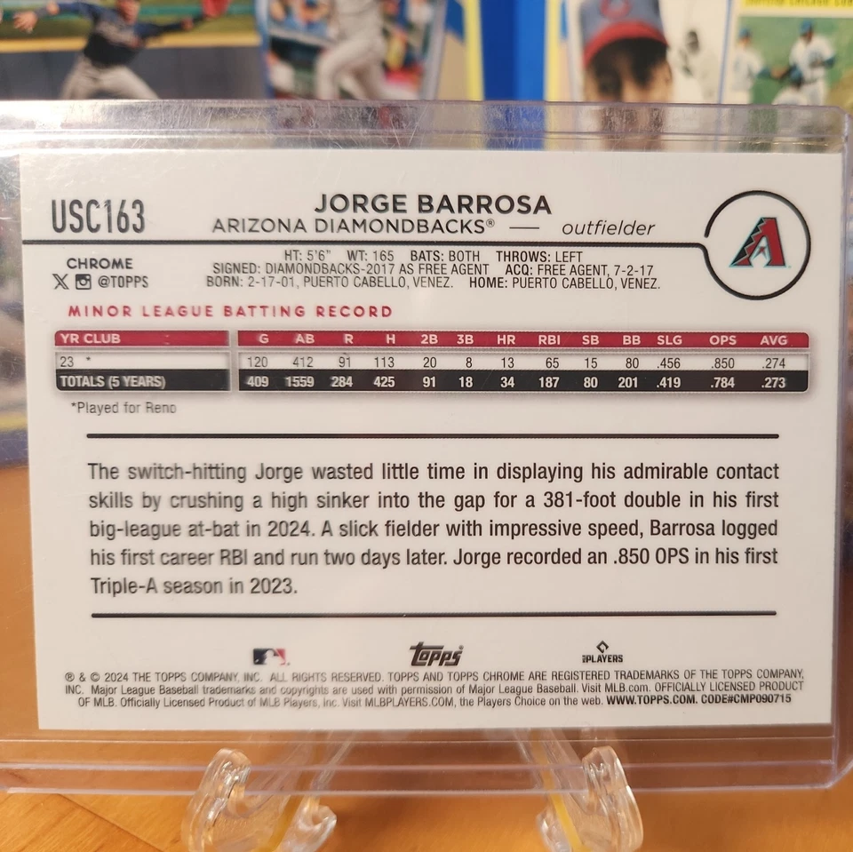 JORGE BARROSA - #21/50 - RC GOLD Speckle - 2024 Topps Chrome Update - Image 4 of 4