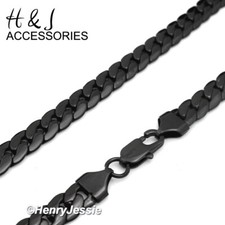 18-40"MEN Stainless Steel 8mm Black Plated Miami Cuban Curb Chain Necklace BN155