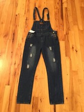 New AVA COSTUME Blue Jean Denim Bib Overalls TAG Large - Actual Size 36 x 30
