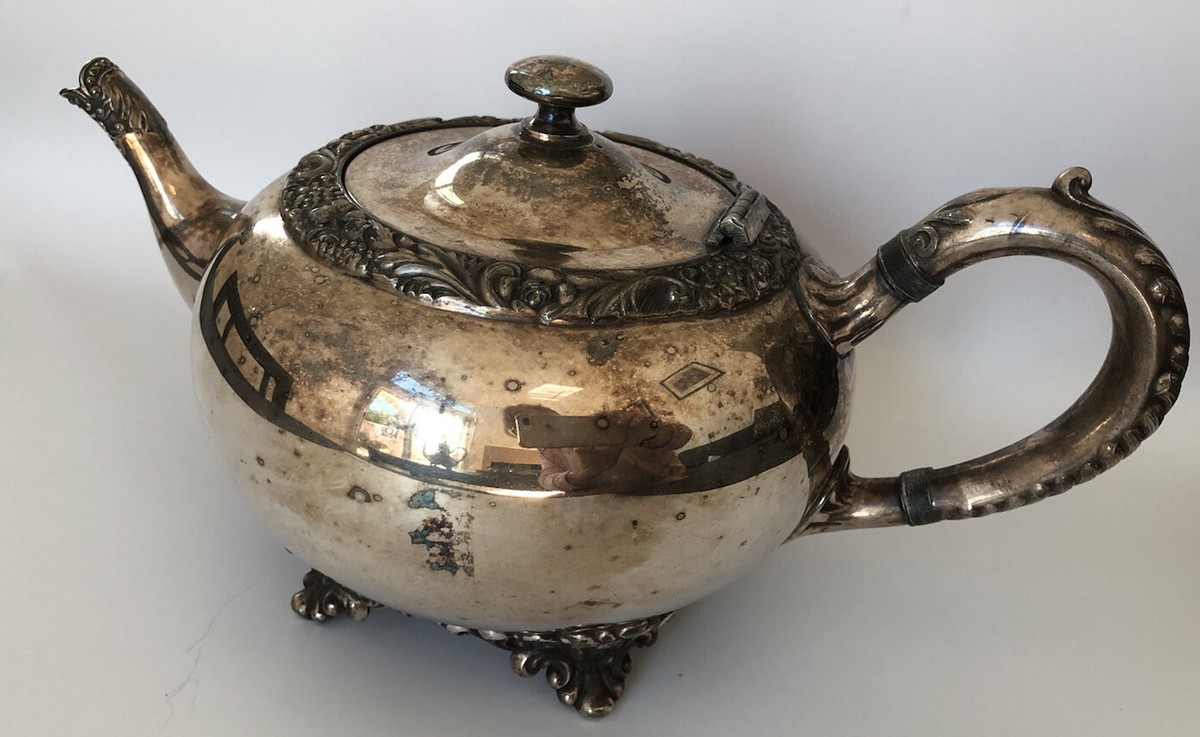 Antique Wilcox IS New Beverly Manor Silver Tea Coffeepot Set