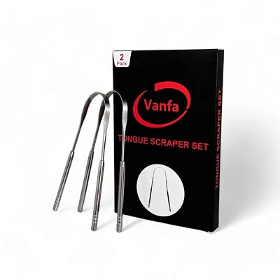Vanfa Stainless Steel Tongue Scraper Tongue Cleaner 2-Pack Item: #79020
