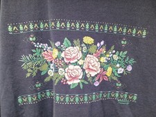 VINTAGE Morning Sun Sweatshirt Womens 2XL Blue Flowers Floral Crew Granny '90's