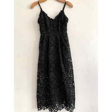 ASTR The Label Crochet Lace Dress Size S Black Midi Sleeveless  Lined