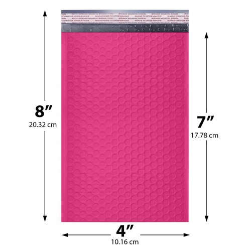 MAILERVIEW Petites enveloppes à bulles rose vif 4x8 pouces #000 | Poly bulle rembourrée épaisse - Photo 8/8