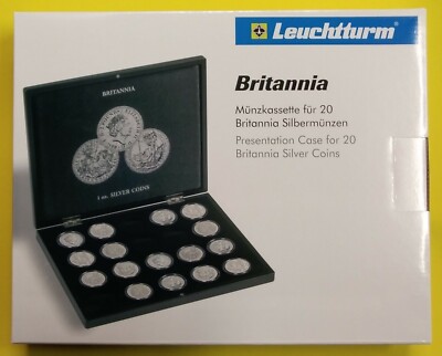 Leuchtturm Münzkassette für 20 Britannia 2 Pound Münzen 1 OZ Silber in Kapseln  