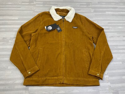 Volcom Halecrest Jacket Corduroy Sherpa Collar Mens M Medium Full-Zip Brown $90