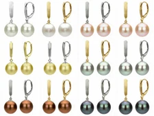 Wholesale Beautiful 8-16mm Multi-color Shell Pearl Gold Dangle Earring AAA