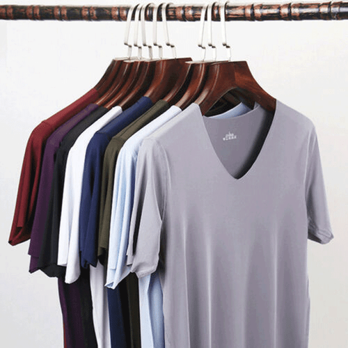 Men Ice Silk Shirt Seamless Undershirts 