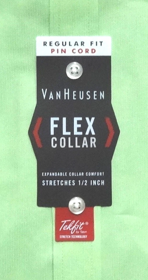 Nueva Camisa Van Heusen Para Hombre Ajuste Regular Cuello Flexible PinCord Mangas Largas Verde Foto 3 de 4