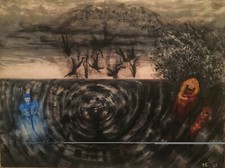 The Queen and The Butcher, Mystic, Psychic, Surrealism, Contemporary, Art, Paint