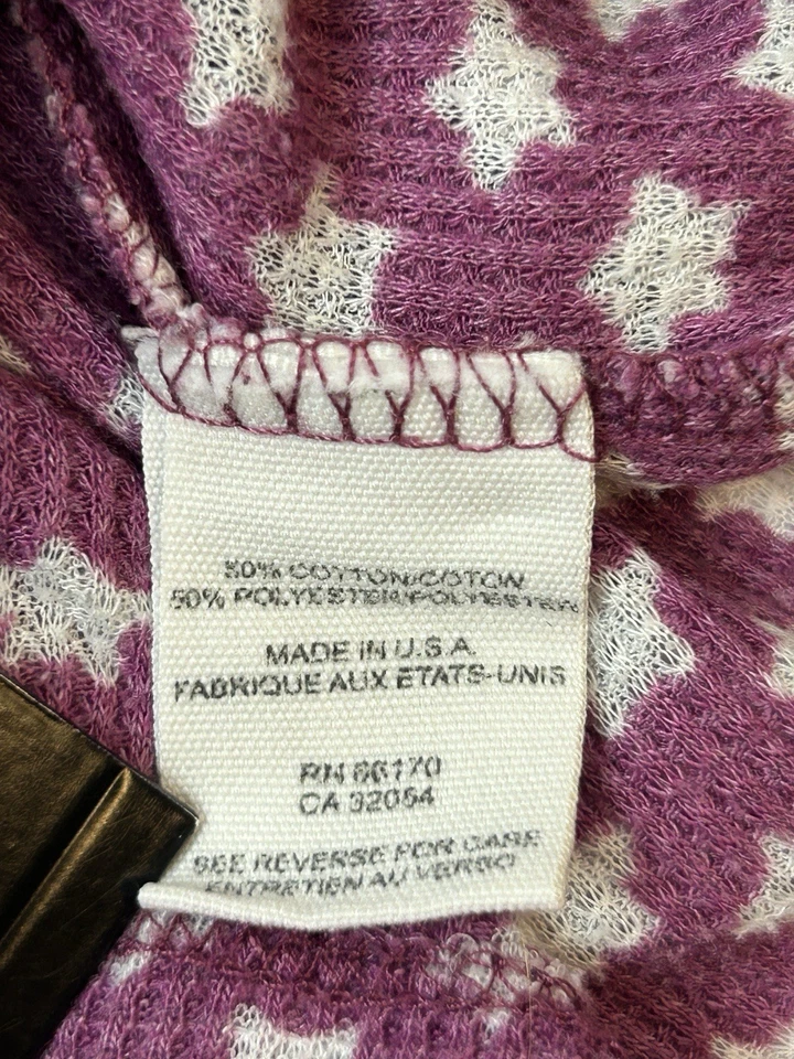 Free People We The Free XS Purple Thermal Waffle Knit Long Sleeve Star Print Top - Image 4 of 4