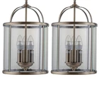 Pair of Antique Brass Ceiling Pendant Traditional Hanging Light Kitchen Dining