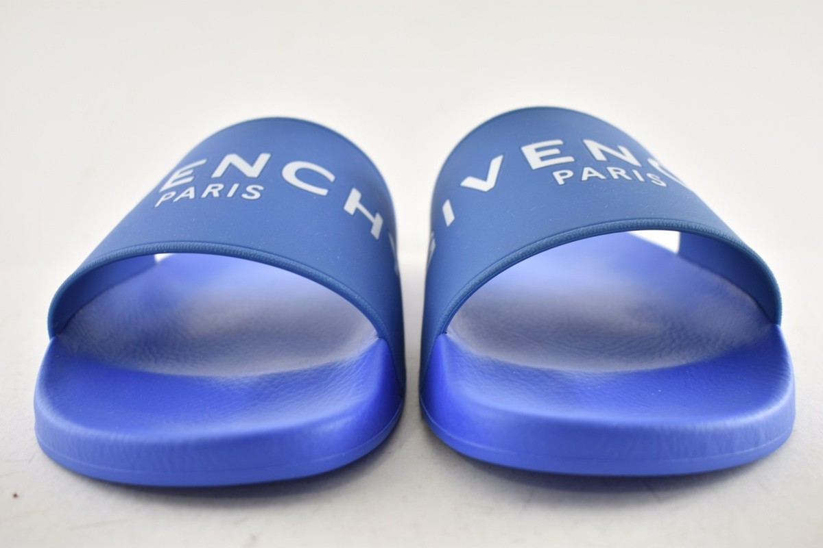 Givenchy Paris Blue White Logo Rubber Pool Slide Sandal Flip  display picture 3