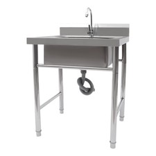 Free Standing Single Bowl Kitchen Sink, Commercial 304 Stainless Steel Utilit...