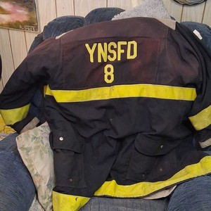 Express YNSFD 8 Firefighter Turnout Jacket Black Yellow Reflective